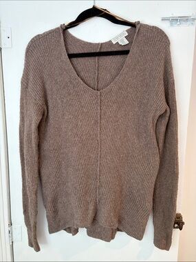 ruby moon Neutral Taupe V-Neck Knit Sweater